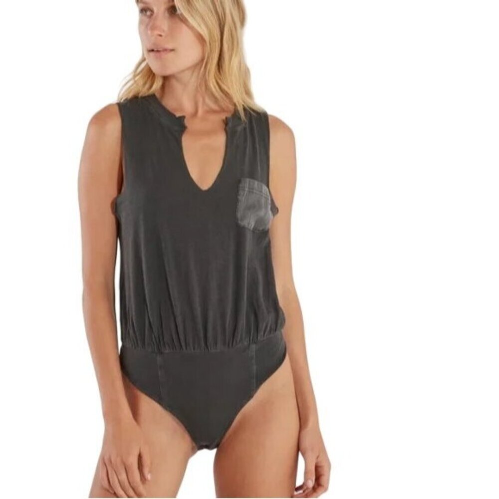 Free People In My Pocket Gray Bodysuit